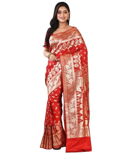 Pure Katan Silk Minakari Banarasi Wedding Saree with Blouse Piece