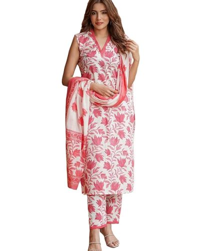 Women’s Blend Printed Straight Kurta with Pant & Dupatta