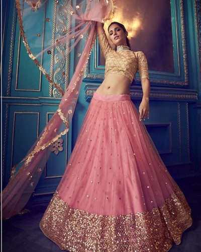 Women's Net Semi Stitched Lehenga Choli with Dupatta