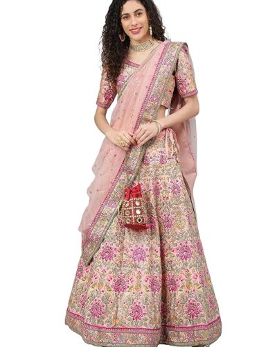 Women's Silk Semi Stitched Lehenga Choli With Dupatta | Heavy Embroidery Pattern