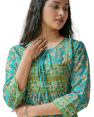Women’s Floral Placement Printed A-Line Short Kurti