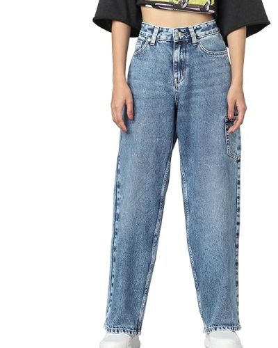 Women Straight Fit High-Rise Clean Look Light Fade Pure Cotton Jeans